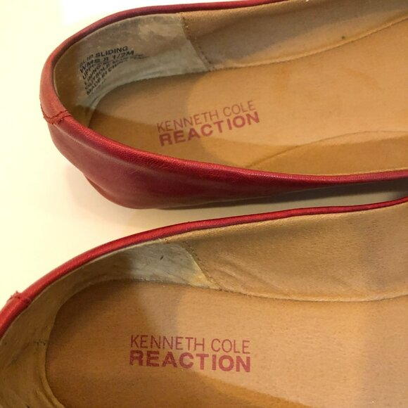 Kenneth Cole Reaction Womens Size 8.5 M Red Leather Slip On Ballet Flats Shoes - Picture 9 of 11